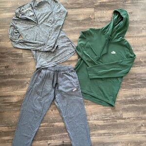 Nike Green Hoodie and Gray Lounge Set